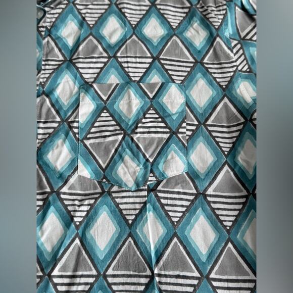 LUCI Women’s Button 100% Tencel Art wear Geometric Shirt Large Hand block design - Picture 5 of 10